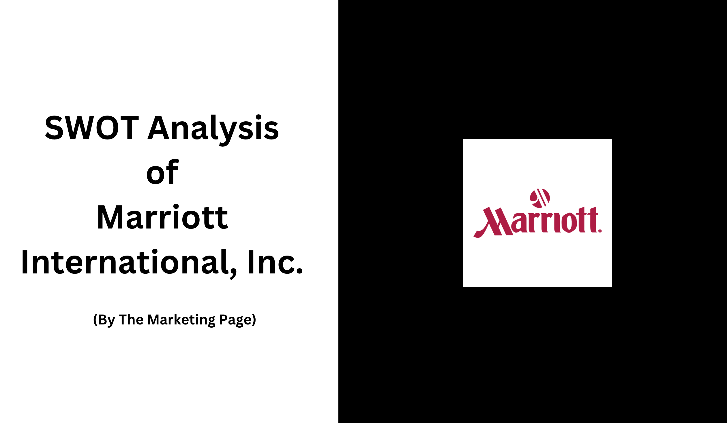 Text displaying "SWOT Analysis of Marriot International, Inc." along with the logo on Marriott